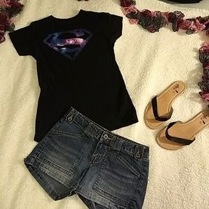 Sale 5/$20🌸Small super woman Galaxy black tee